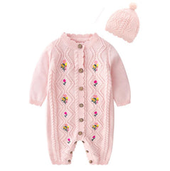 Ysubest Kids New 2022 Spring Autumn Girl Embroidery Rompers + Hat Baby Girl Newborn Rompers Clothes Baby Girl Rompers