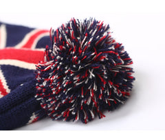 Winter Vintage Stars Stripe Knit USA Flag Beanie Skull Ski Pom Pom Hat Cap wool winter warm knitted caps and hats