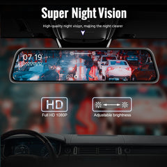 E-ACE 9.66 Inch Car DVR Mirror Video Recorder 1080P Touch Screen Dashcam Dual Lens Streaming Driving Recorder Dash Camera