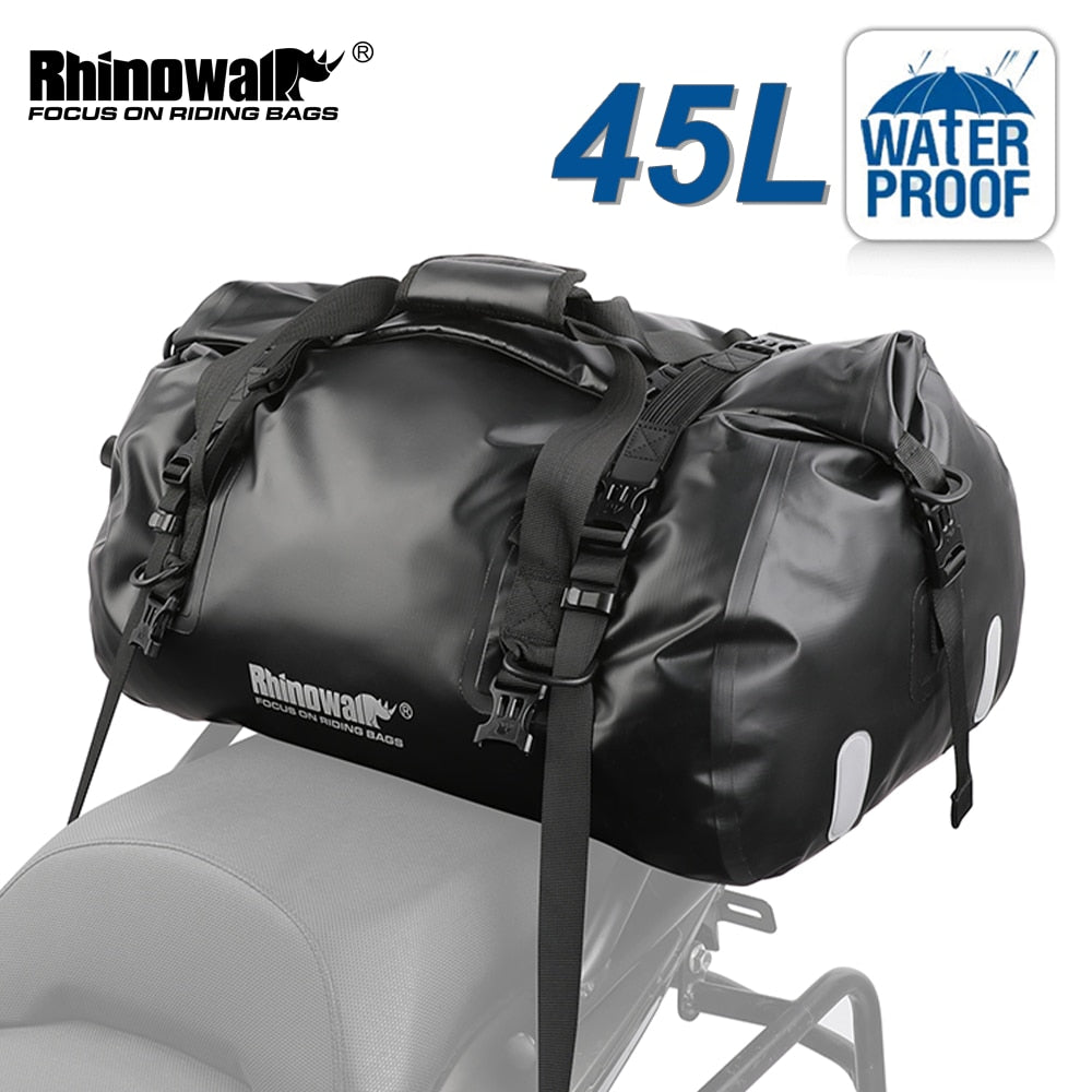 Rhinowalk Motorcycle Bag 45L Waterproof PVC Tail Saddle Bag