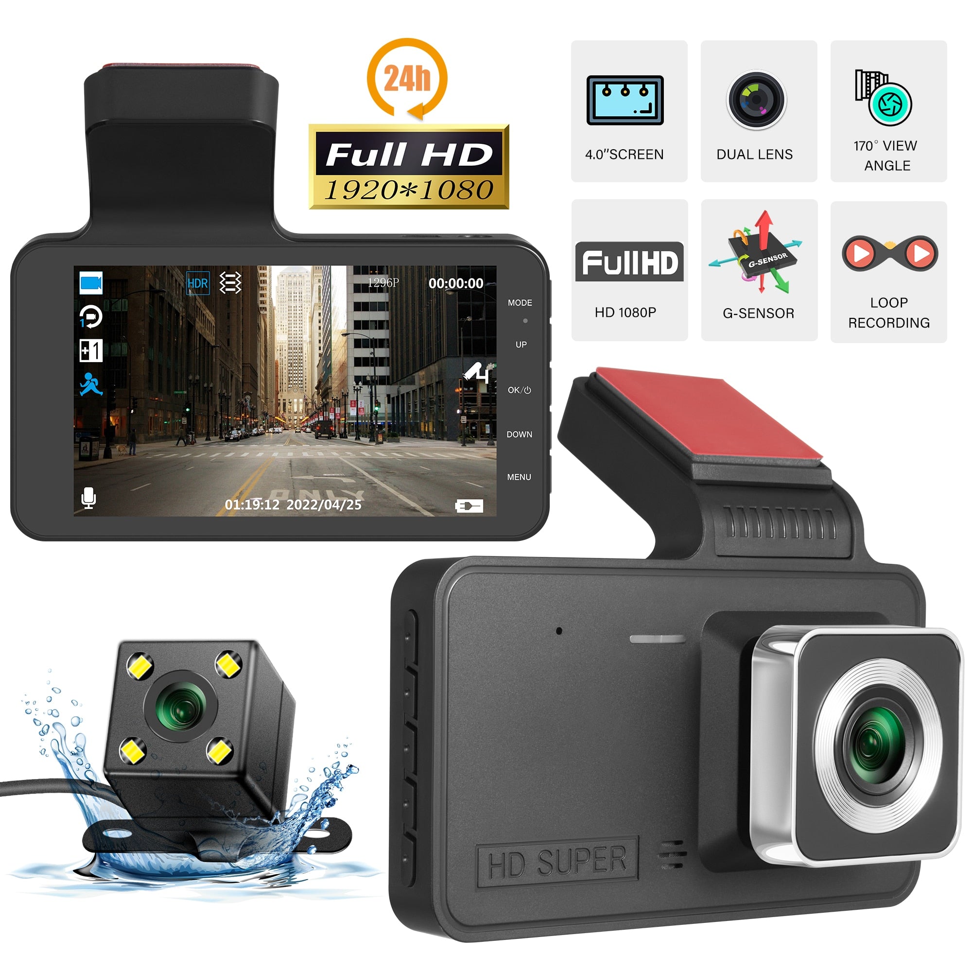9.66 Inch Streaming Car Black Box Dash Cam Full HD 1080P 170 Degree Wide  Angle Car Camera DVR Video Recorder - China Dash Cam, Car Video