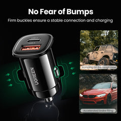 【NEW-IN】UGREEN USB Car Charger 30W Quick Charge 4.0 QC4.0 QC3.0 PD Type C Fast Car USB Charger For iPhone 14 Xiaomi Mobile Phone