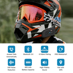 EJEAS V6 Pro Helmet Intercom Headset Motorcycle Bluetooth 1200m Interphone Communicator Full Duplex for 6 Riders Waterproof IP65