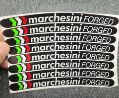 8X Marchesini FORGET Motorcycle Wheel Decals Rim Stickers Set Laminated For Ducati Aprilia RC8 848 1098 1198