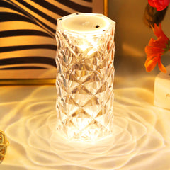 LED Crystal Table Lamp 3D Effect Diamond Atmosphere Lamp Cool Lamp Light USB Touch Night Light Overflows for Bedroom Decoration