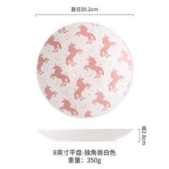 8-inch Japanese embossed underglaze ceramic tableware Restaurant shallow dishes Home dishes Western pastry flat dishes.