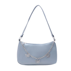 Women's Underarm Bag Solid Shoulder Bag with Butterfly Chain Design All-matching Handbags Purse Fashion Leather Hobo Bag