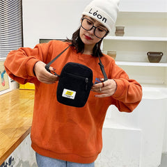 2023 Canvas Women's Crossbody Bag Trend Small Shoulder Handbag Korean Solid Color Student Phone Bag Simple Shopper Zipper Purse