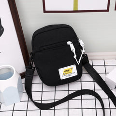 2023 Canvas Women's Crossbody Bag Trend Small Shoulder Handbag Korean Solid Color Student Phone Bag Simple Shopper Zipper Purse