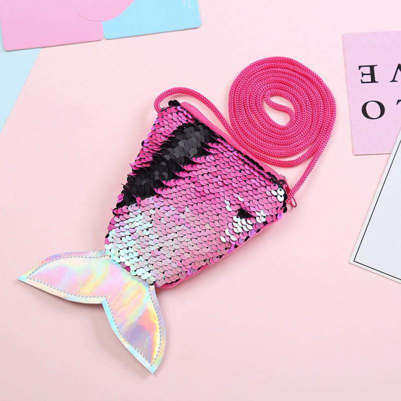 Girls PU Sequin Fishtail Shape Bag | Heccei