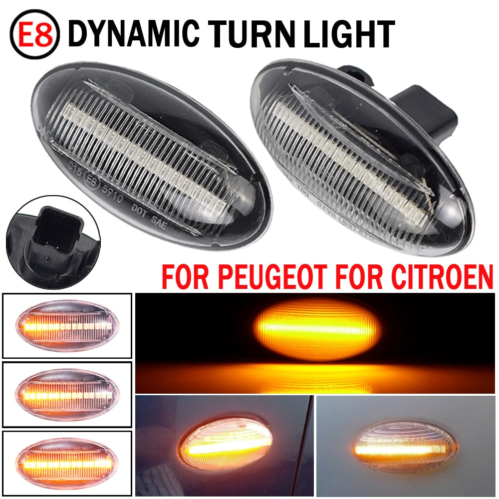 Dynamic Flashing Led Side Marker Turn Signal Light For Peugeot 307 206 607 407 1007 107 4007 Partner Expert Indicator Lamp