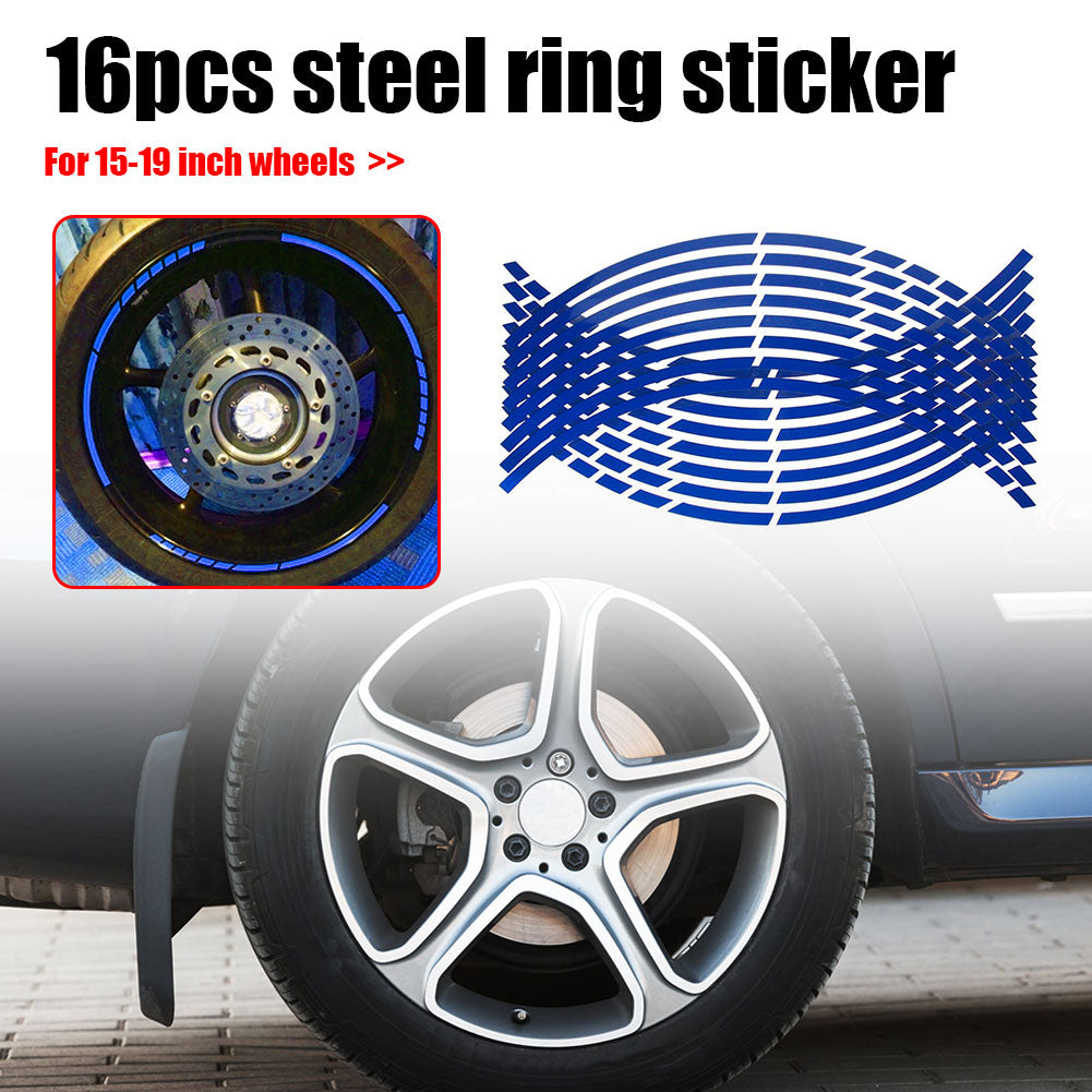 16pcs Reflective Wheel Rim Stripe Decal Universal Car Motorcycle Wheel Stickers 18 Inches Wheels Decals Decoration Stickers