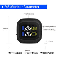 M3 Moto Waterproof Motorcycle Real Time Tire Pressure Monitoring System TPMS Wireless LCD Display Internal or External Sensors