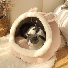 Sweet Cat Bed Warm Pet Basket Cozy Kitten Lounger Cushion Cat House