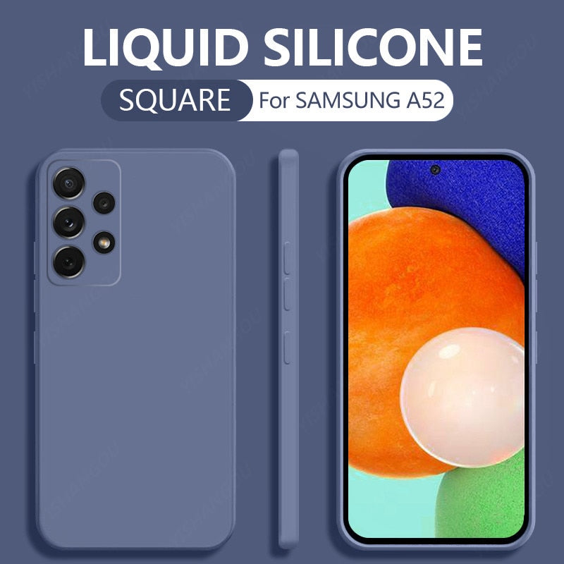 Liquid Silicone Case For Samsung Galaxy A52 A72 A71 A51 S20 FE S21 Ultra S10 Plus A50 A31 A70 A32 A41 A53 5G A21S S22 Soft Cover