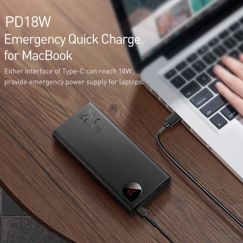 Baseus 22.5W Power Bank 20000mAh Portable Fast Charging Powerbank Type C PD Qucik Charge External Battery Charger For iPhone 14