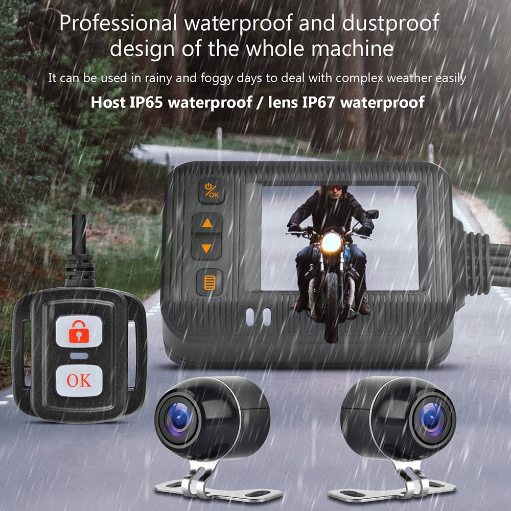 720P Motorcycle Camera DVR Waterproof Motorcycle Dashcam 3.0Inch