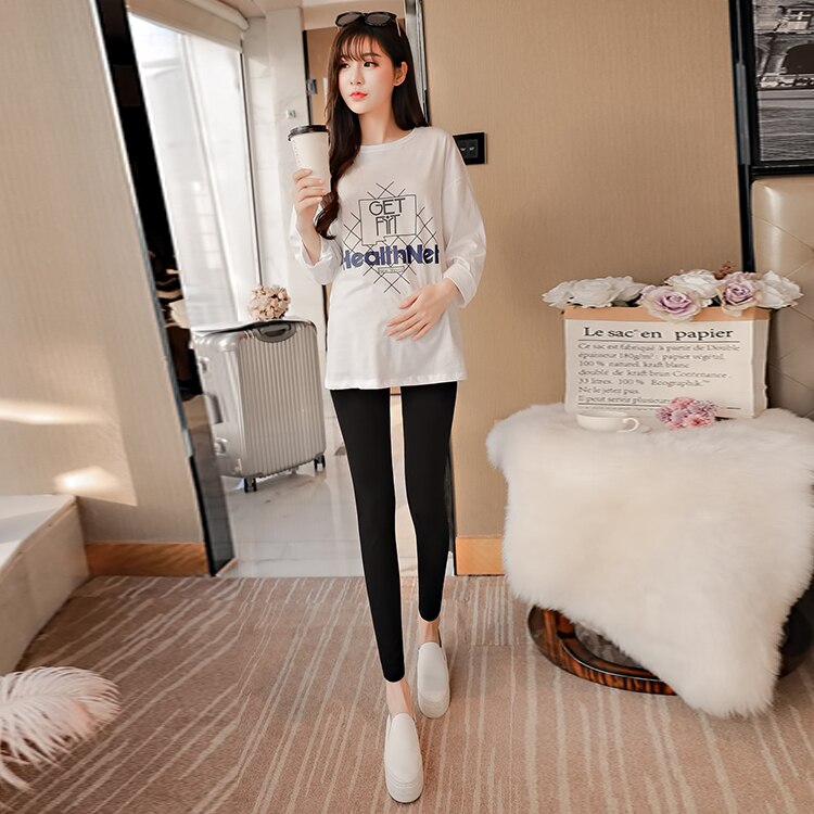 3102# Across V Low Waist Belly Maternity Legging Spring Autumn Fashion Knitted Clothes for Pregnant Women Pregnancy Skinny Pants