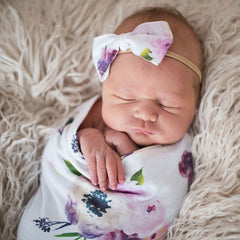 Newborn Baby Blankets Sleeping Swaddle Muslin Wrap +Headband 2PCS | Heccei