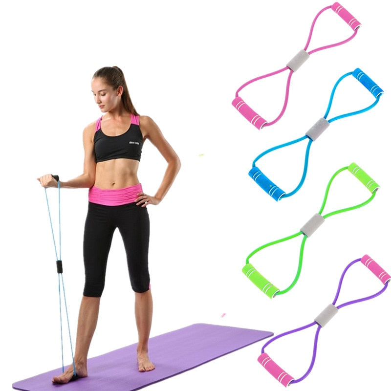 New Gym 8 Word Elastic Band Chest Developer Rubber LOOP Latex Resistance Bands Fitness Equipment Stretch Yoga Training Crossfit