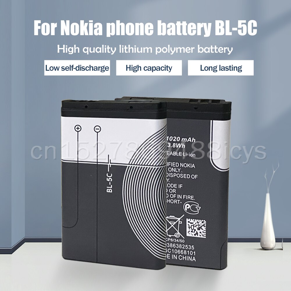 1PCS BL5C BL-5C BL 5C 3.7V Lithium Polymer Phone Battery For Nokia 1100 1110 1200 1208 1280 1600 2600 2700 3100 3110 5130 6230
