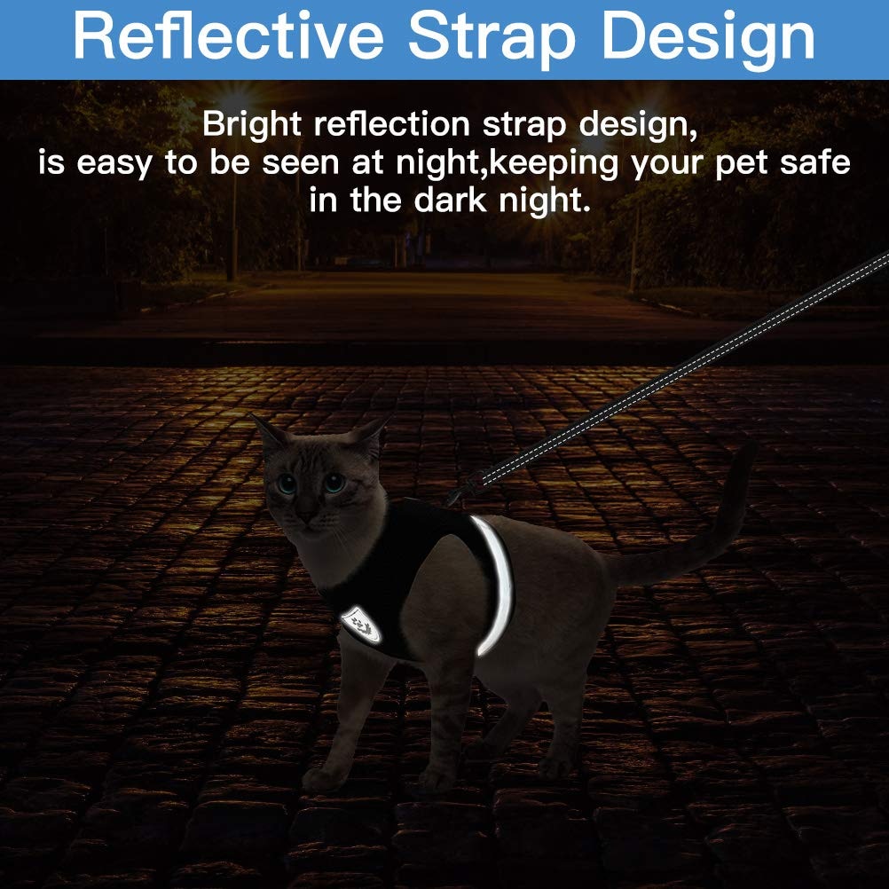 Breathable Cat Harness And Leash Escape Proof Pet Clothes Kitten Puppy Dogs Vest Adjustable Easy Control Reflective Cat Harness