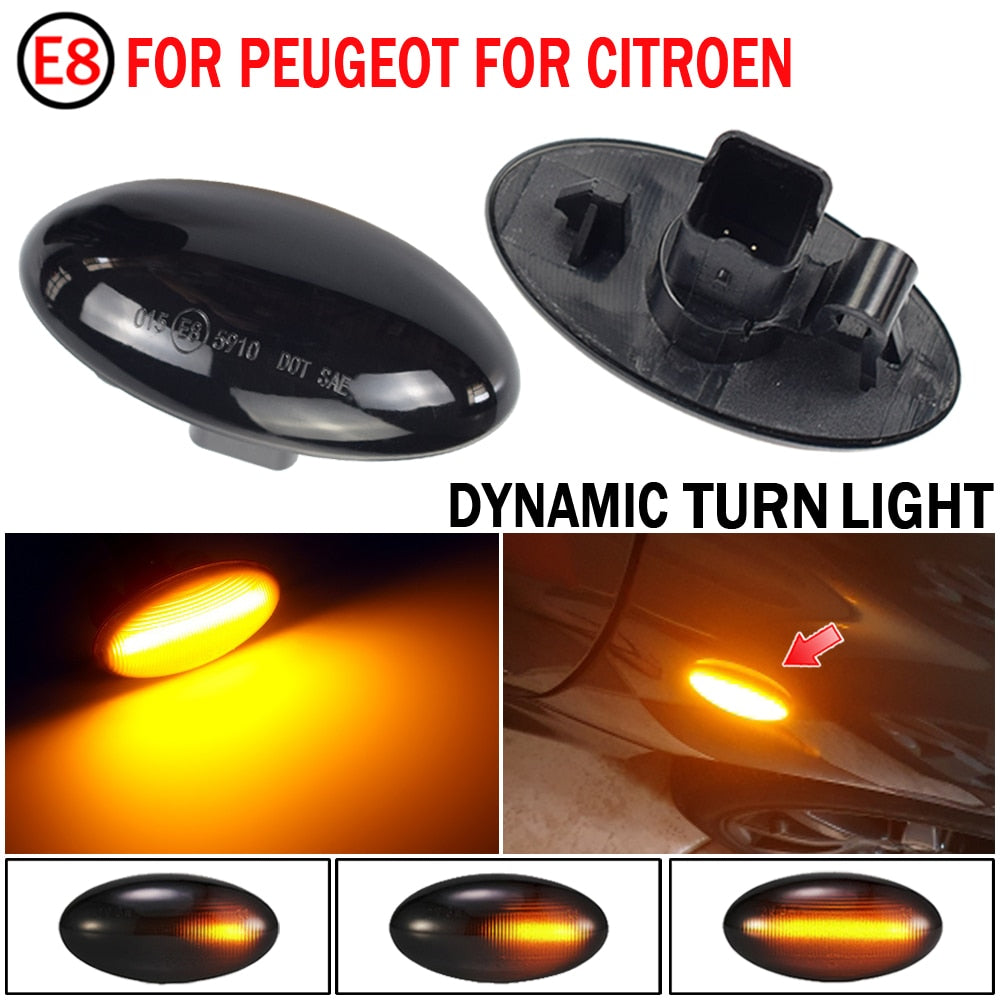 Dynamic Flashing Led Side Marker Turn Signal Light For Peugeot 307 206 607 407 1007 107 4007 Partner Expert Indicator Lamp