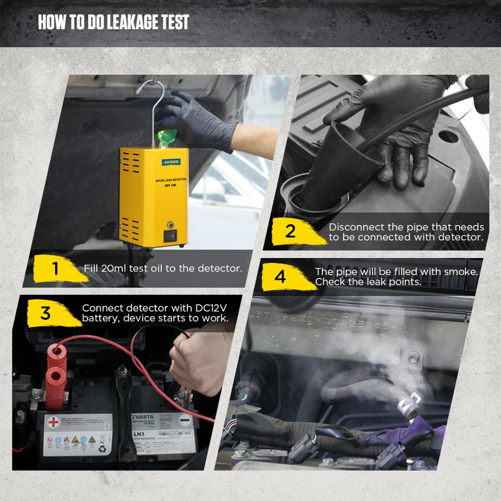 AUTOOL Original SDT106 Car Smoke Leak Detector Automotive EVAP Leakage Gas Leakage Locator Oil Pipe Generator Diagnostic Tool