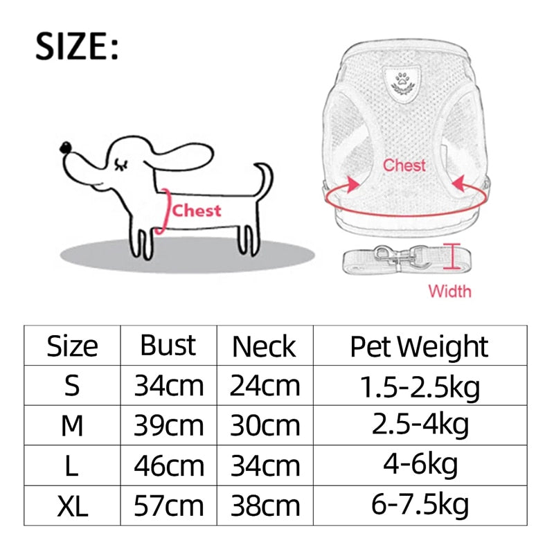Cat Dog Harness Adjustable Vest Walking Lead Leash For Puppy Dogs Collar  Mesh Harness For Small Medium Dog Cat Pet Accessories