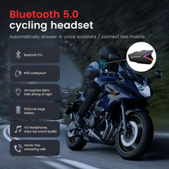 GEARELEC X3 Bluetooth 5.0 Motorcycle Helmet Headset IP65 Waterproof Wireless Earphones Supports Hands Free Call Music