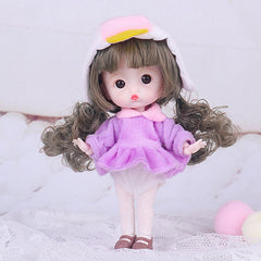 Mini 1/12 Doll 20 Movable Joints Boy Girl OB11 Doll Curly Short Wig with Cute Expression Face 13CM Dolls Toys Gift for Girls