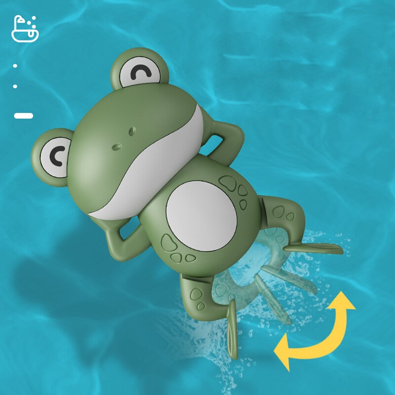 2022 New Baby Bath Toys For Children New Baby Bath Swimming Bath Toy Cute Frogs Clockwork Bath Toy Swimming Water Clockwork Toys