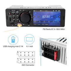 Touch Screen Car Radio 1 Din Bluetooth Music Handsfree MP5 Player TF USB Charging Remote Audio System ISO 4.1” Head Unit 7805C