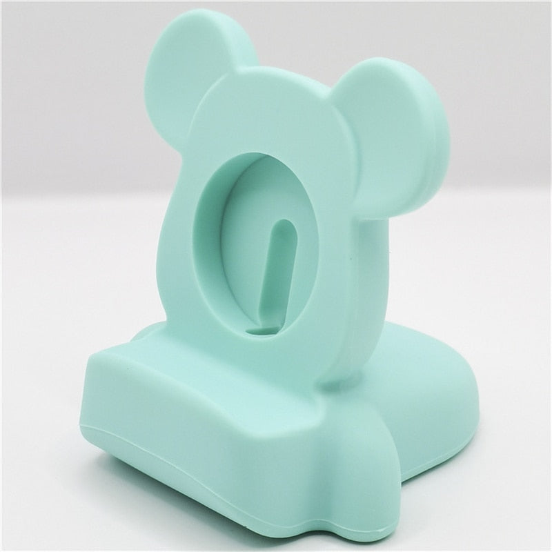 New Silicone Charger Stand For Apple Watch Serie 7 6 5 4 3 2 SE For Iwatch Cartoon Cute Bear Charging Desktop Holder Accessories