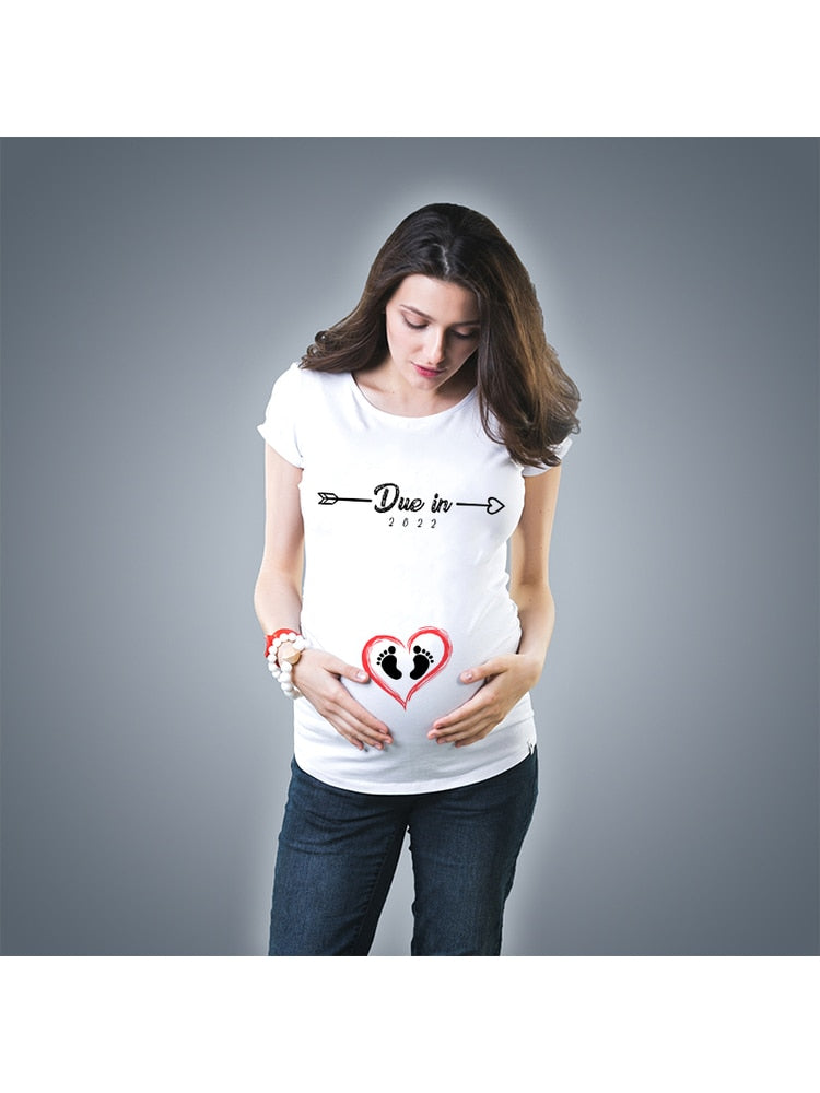 Baby Loading  2022 Printed Pregnant T Shirt Maternity Short Sleeve T-shirt Pregnancy Announcement Shirt New Mom Tshirts Clothes