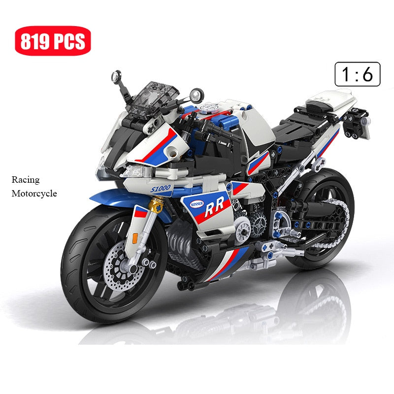 819pcs Famous Technical Race Track Motorcycle Building Block MOC Racing Moto Assemblage Bricks DIY Toy For Children Holiday Gift