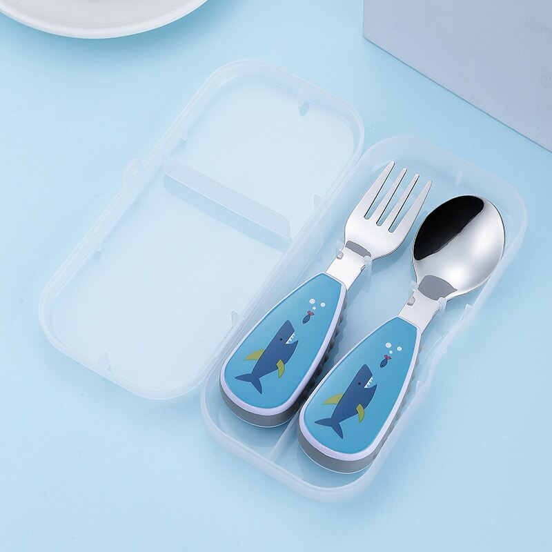 Cartoon Tableware Set Food Training Spoon Dessert Spoon for Children Feeding Spoon Fork Baby Gadgets Children's Cutlery for Kids