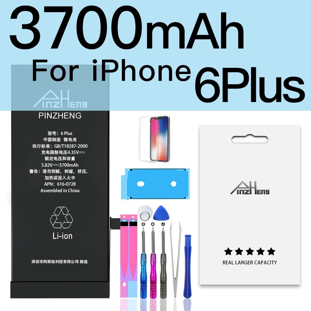 PINZHENG Original High Capacity Battery For iPhone 5S SE 5 6 6S 7 8 Plus Phone Replacement Batteries Warranty One Year Bateria