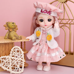 New 13 Movable Jointed Princess Dolls Toys Mini 16cm 1/12 BJD Doll Girls Toys 3D Eyes Makeup Dolls with Clothes