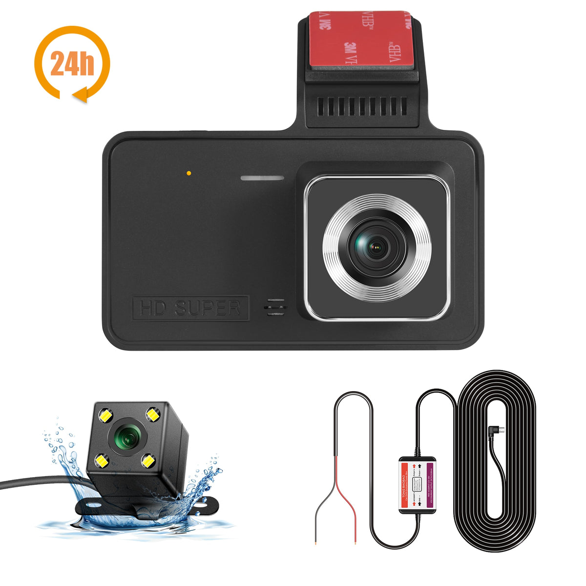 4.0In Dash Cam Car DVR 24H  HD 1080P Dash Camera Dual Lens Video Recorder 1080P Black Box Cycle Dashcam Mirror Driving Recorder