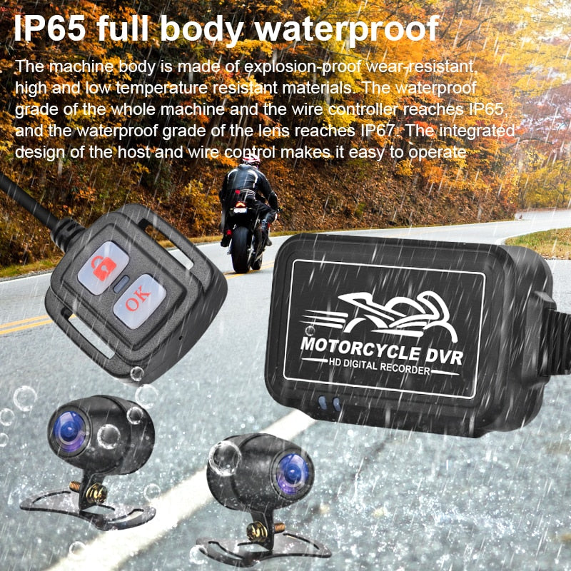 2022 Newest WiFi Motorcycle DVR Dash Cam 1080P+1080P Full HD Front Rear View Waterproof Motorcycle Camera Logger Recorder Box