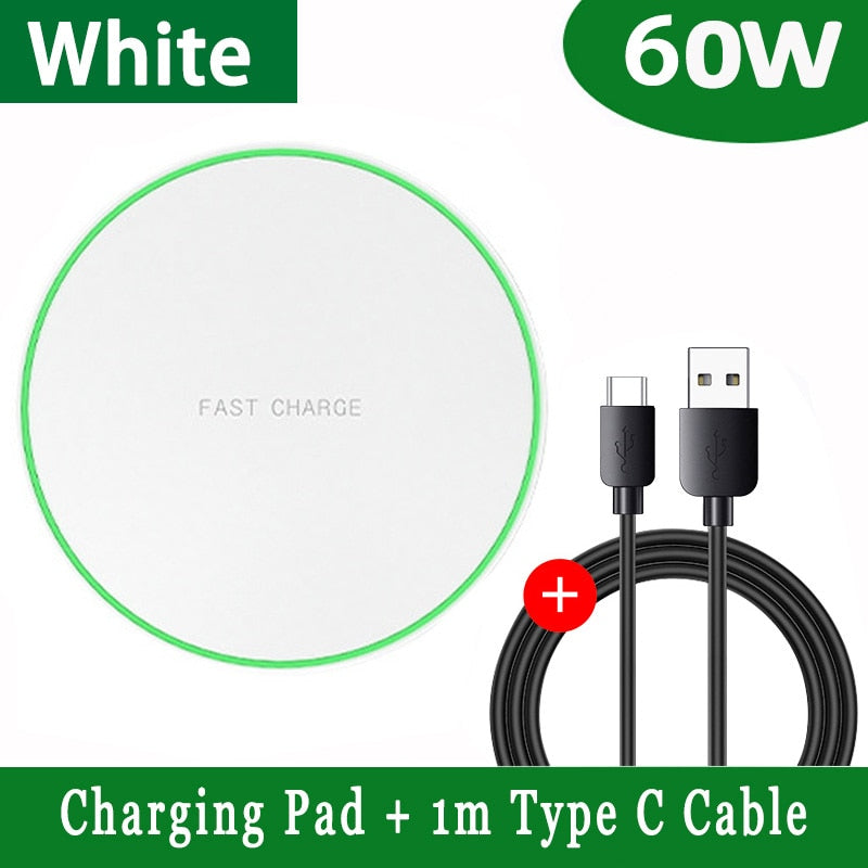 60W Wireless Charger Pad for iPhone 14 13 12 11 Pro Max X Samsung Xiaomi Phone Qi Chargers Induction Fast Charging Dock Station
