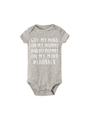 Got my mind on my mommy print Infant Baby Rompers Clothes Newborn Baby Boy Girl Jumpsuit short Sleeve Toddler Romper Overalls