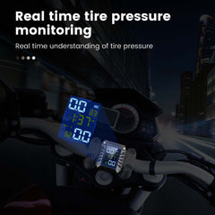 Wireless Motorcycle TPMS Tire Pressure Sensors Motorbike Tire Pressure Monitoring Tyre Temperature Alarm System Time Display