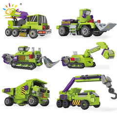 6in1 Transformation Robot Building Blocks City Engineering Mecha Excavator Car Truck Constructor Bricks Toys For Children