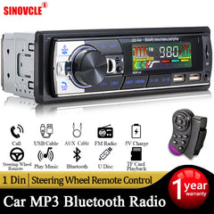 SINOVCLE Car Radio Audio 1din Bluetooth Stereo MP3 Player FM Receiver 60Wx4 With Remote Control AUX/USB/TF Card In Dash Kit