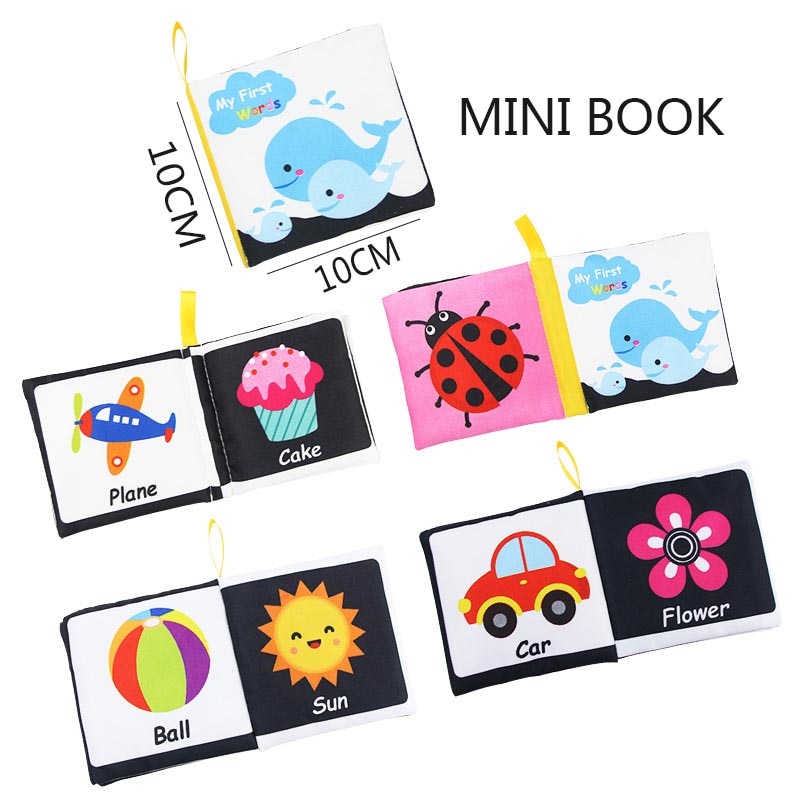 Baby Cloth Book Toy Black White Cloth Activity Book Sensory Books for Babies Kids Early Development montessori Toys 0 12 Months