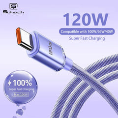 6A USB C Cable 120W Type C Cable Fast Charging Wire For Huawei Data Cord USB Cable C Charger For Samsung Xiaomi