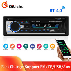 OiLiehu 1 Din Car Radio Stereo FM Aux Input Receiver SD TF USB JSD-520 12V In-dash 60Wx4 MP3  Multimedia Autoradio Player