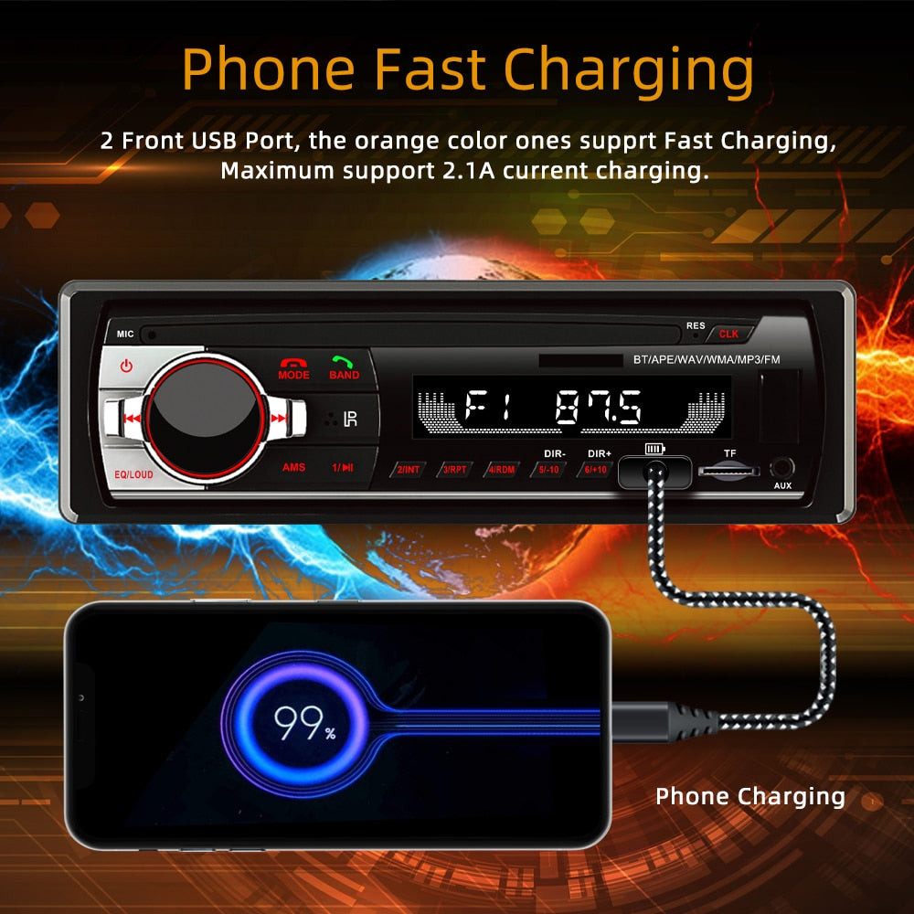X-REAKO JSD-520 Car Radio 1Din FM MP3 Player Audio Stereo AUX Input USB/SD Charging Function with Remote Control In Dash Music